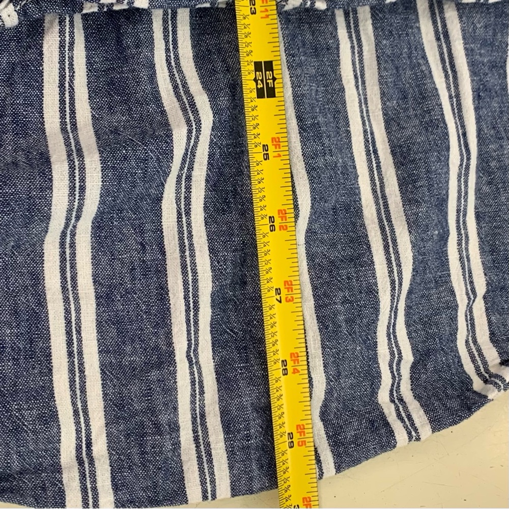 Max Studio Navy and White Striped A-Line Linen Skirt - Picture 4 of 7